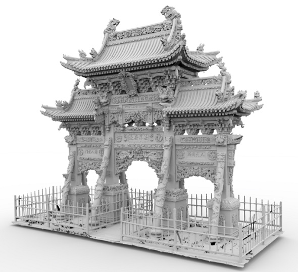 纯几何模型中龙泉寺牌坊的第一个3D模型